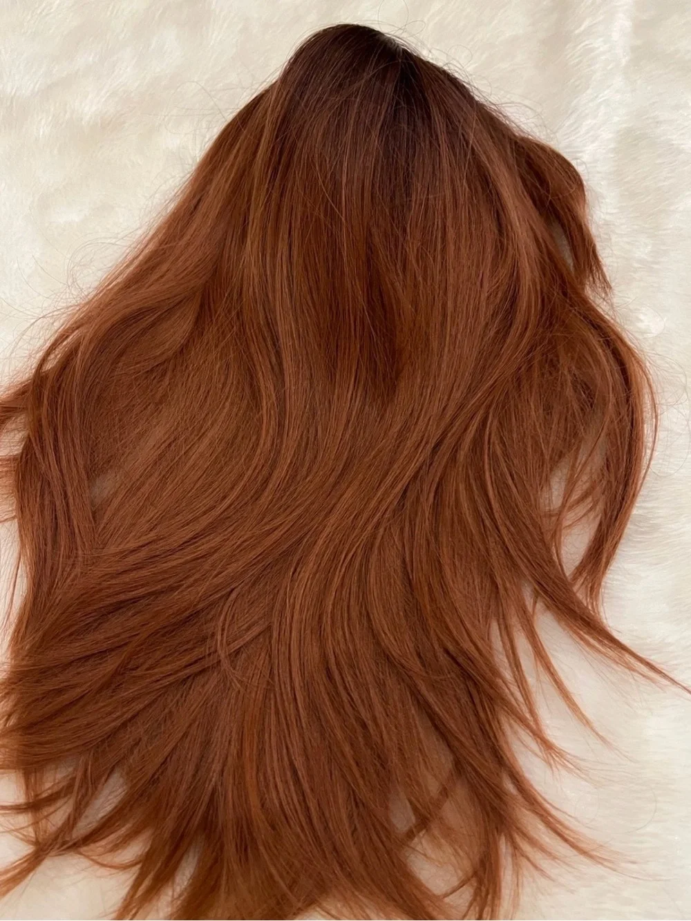 Ombre Layered Auburn Wig with Bangs